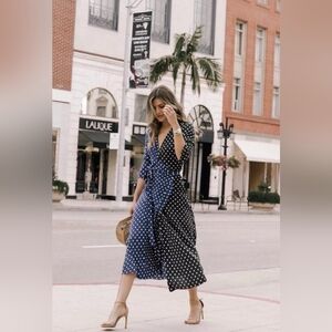 DVF Diane von Furstenberg Retro Dot  Wrap Dress Polkadot Dress XL